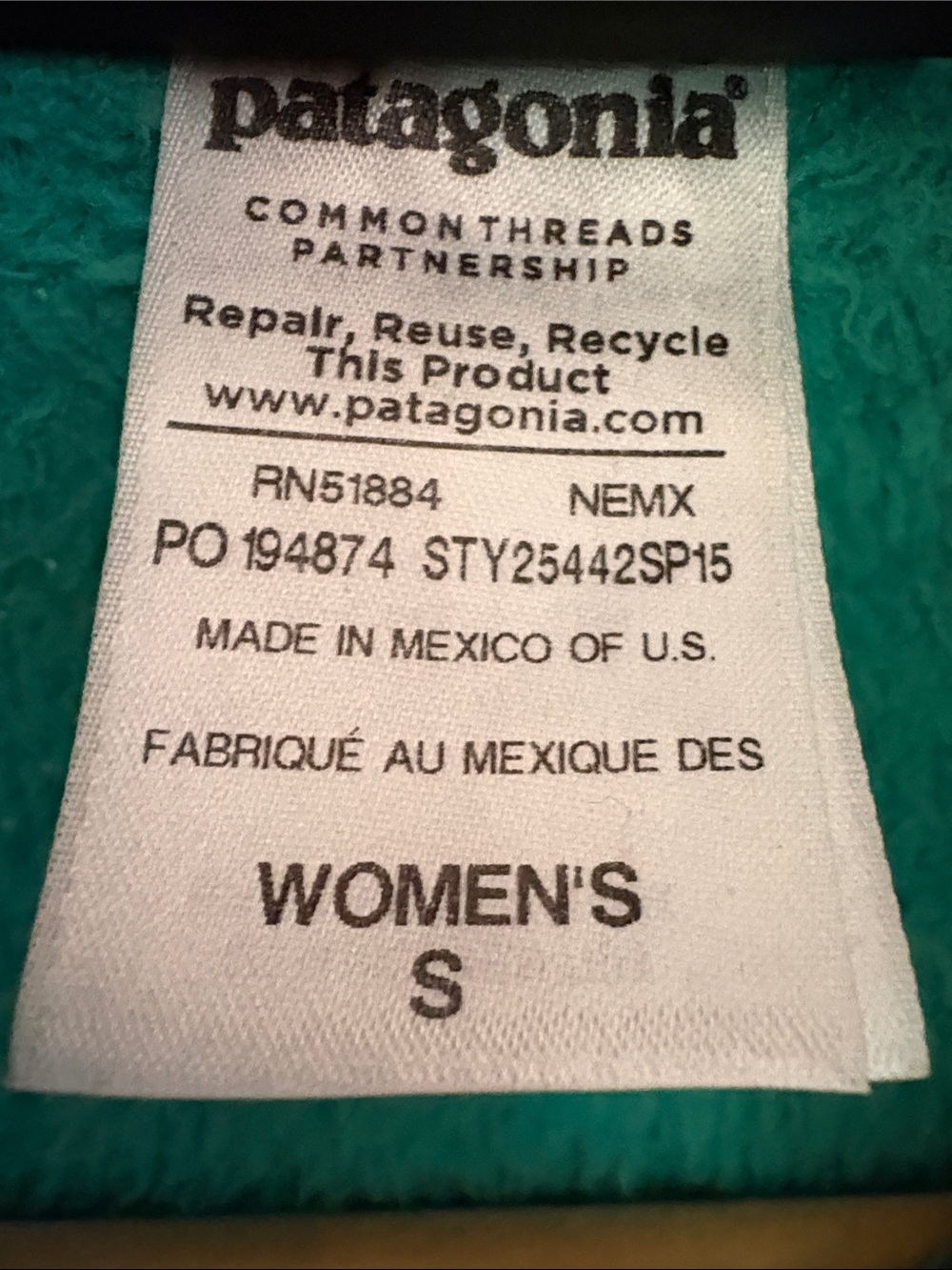 EUC Patagonia Emerald Green Fleece Snap-Pullover - Picture 10 of 12